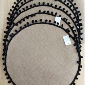 Set x 4 Individuales Borlas negras