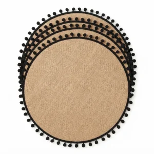 Set x 4 Individuales Borlas negras
