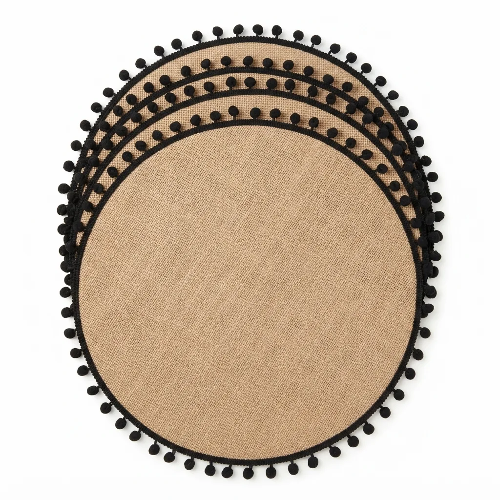 Set x 4 Individuales Borlas negras