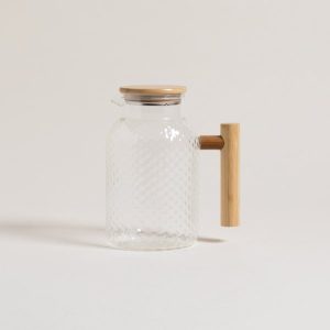 JARRA DE VIDRIO CON MANIJA DE BAMBOO 1500 ML