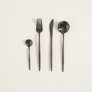 CUBIERTOS x 16 PIEZAS DUBLIN NEGRO BRILLANTE